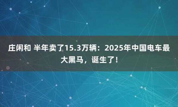 莊閑和 半年賣了15.3萬輛:2025年中國電車最大黑馬,誕生了!