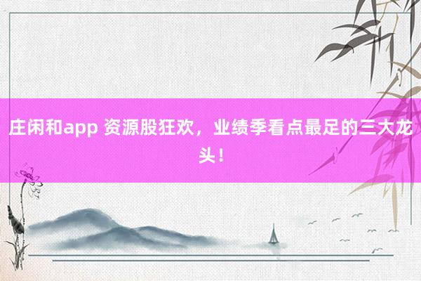 莊閑和app 資源股狂歡,業(yè)績季看點最足的三大龍頭!