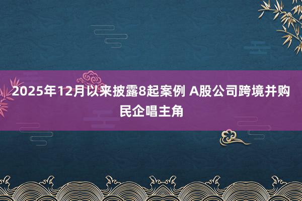 2025年12月以來(lái)披露8起案例 A股公司跨境并購(gòu)民企唱主角