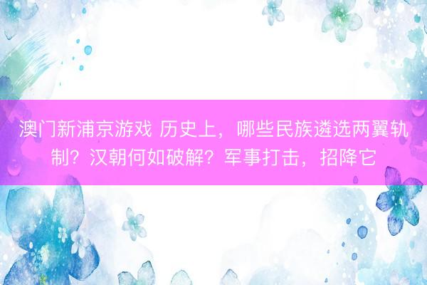 澳門新浦京游戲 歷史上，哪些民族遴選兩翼軌制？漢朝何如破解？軍事打擊，招降它