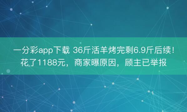 一分彩app下載 36斤活羊烤完剩6.9斤后續(xù)！花了1188元，商家曝原因，顧主已舉報(bào)